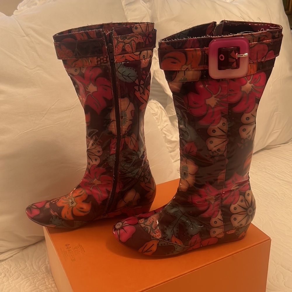 Poetic License Flowered Bohemian Soho Rain Boots View 3